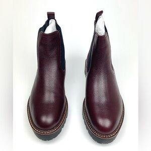 NWT, in box, Caslon’s Miller Water Resistant Lug Sole Chelsea Boot- Burgundy.